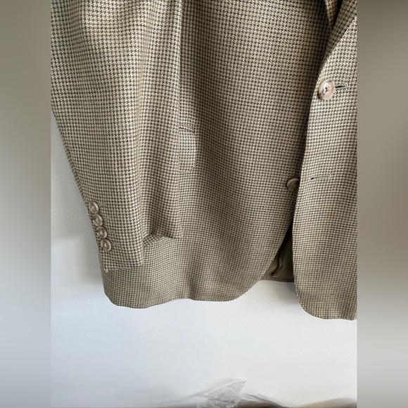 Ermenegildo Zegna Men’s Sport Coat Beige Green Check Plaid Wool Silk Blend 48 - Picture 9 of 9